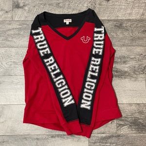 True religion womens long sleeve red and black